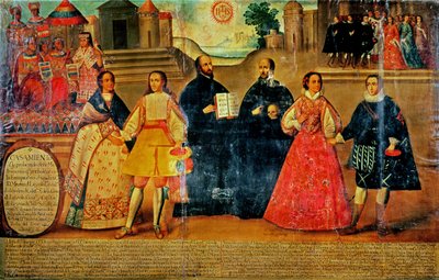 Double Wedding Between Two Inca Women and Two Spaniards in 1558, c.1750 by Spanish School